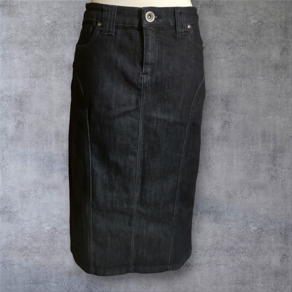 Christopher & Banks Black Denim Pencil Skirt